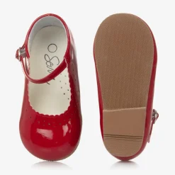 Girls Red Faux Patent Leather Shoes