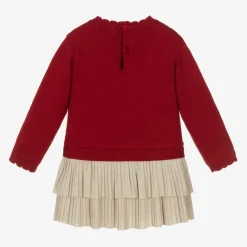 Girls Red Knitted Reindeer Dress