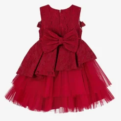 Girls Red Lace & Tulle Dress