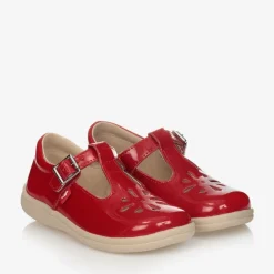 Girls Red Leather T-Bar Shoes