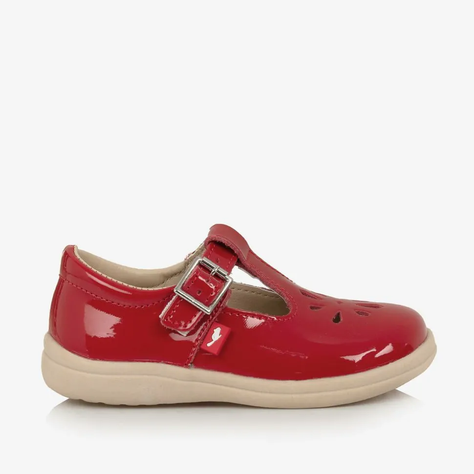 Girls Red Leather T-Bar Shoes