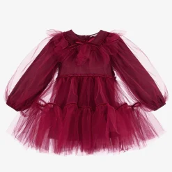 Girls Red Tulle & Velvet Dress