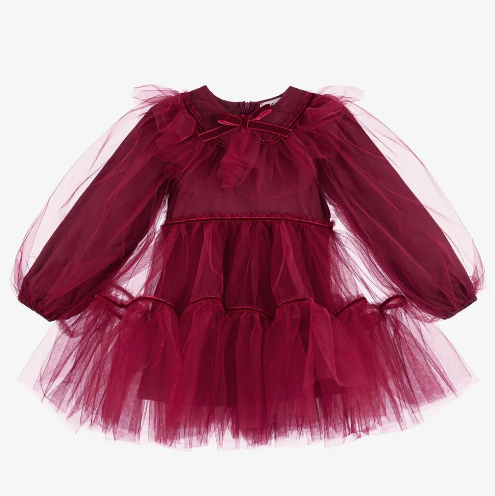 Girls Red Tulle & Velvet Dress