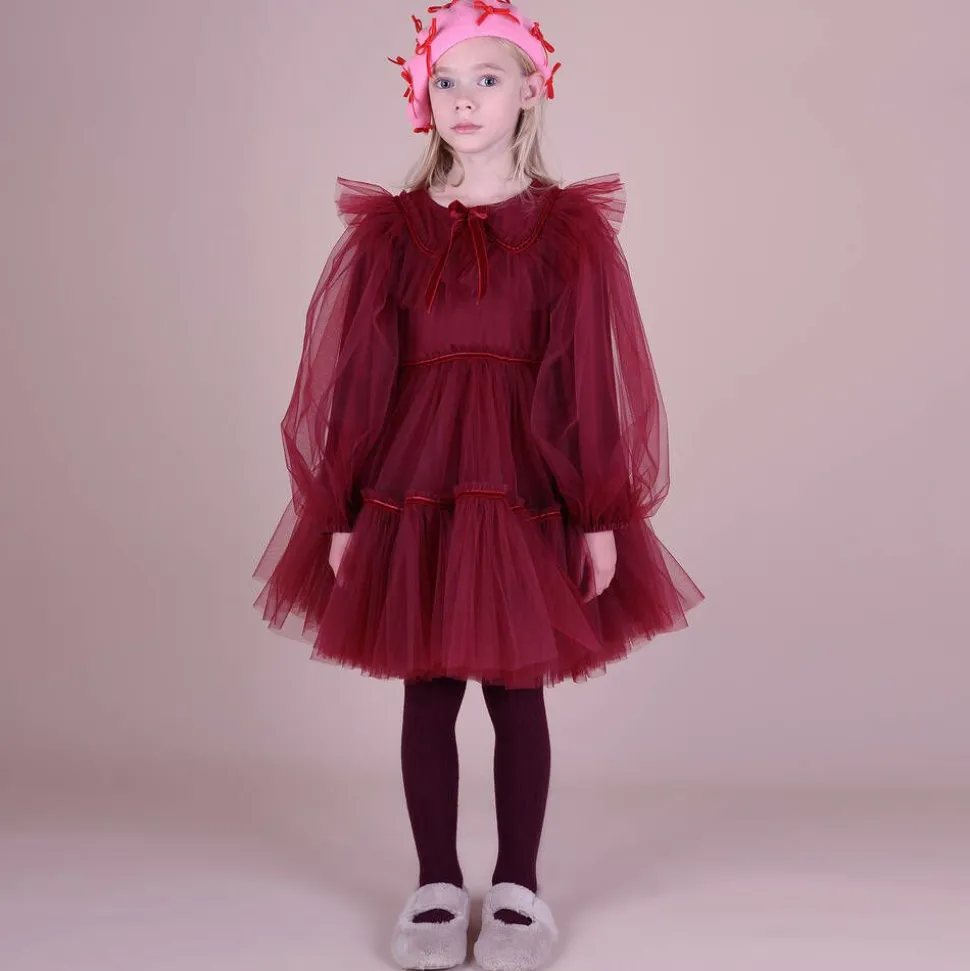 Girls Red Tulle & Velvet Dress