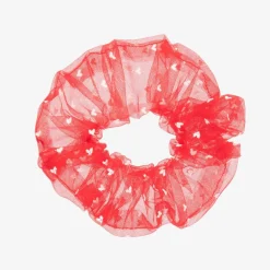 Girls Red Tulle Hair Scrunchie