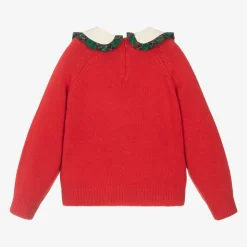 Girls Red Wool & Cashmere Peanuts© Sweater