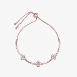 Girls Rose Gold & Diamanté Clover Bracelet