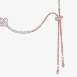 Girls Rose Gold & Diamanté Clover Bracelet