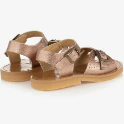 Girls Rose Gold Faux Leather Sandals