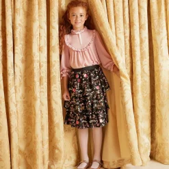 Girls Rose Gold Leather Pumps