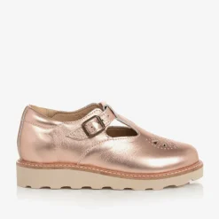 Girls Rose Gold Leather Shoes