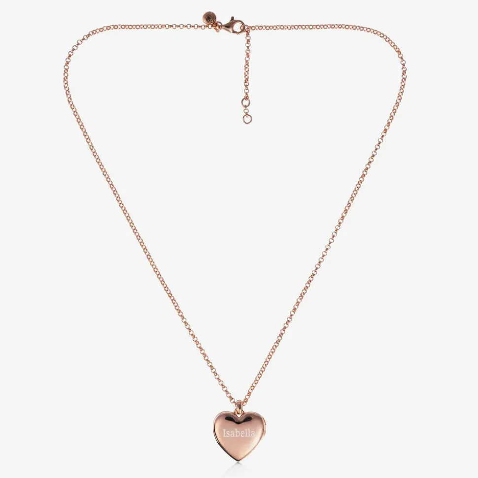Girls Rose Gold Plated Personalised Heart Locket (38cm)