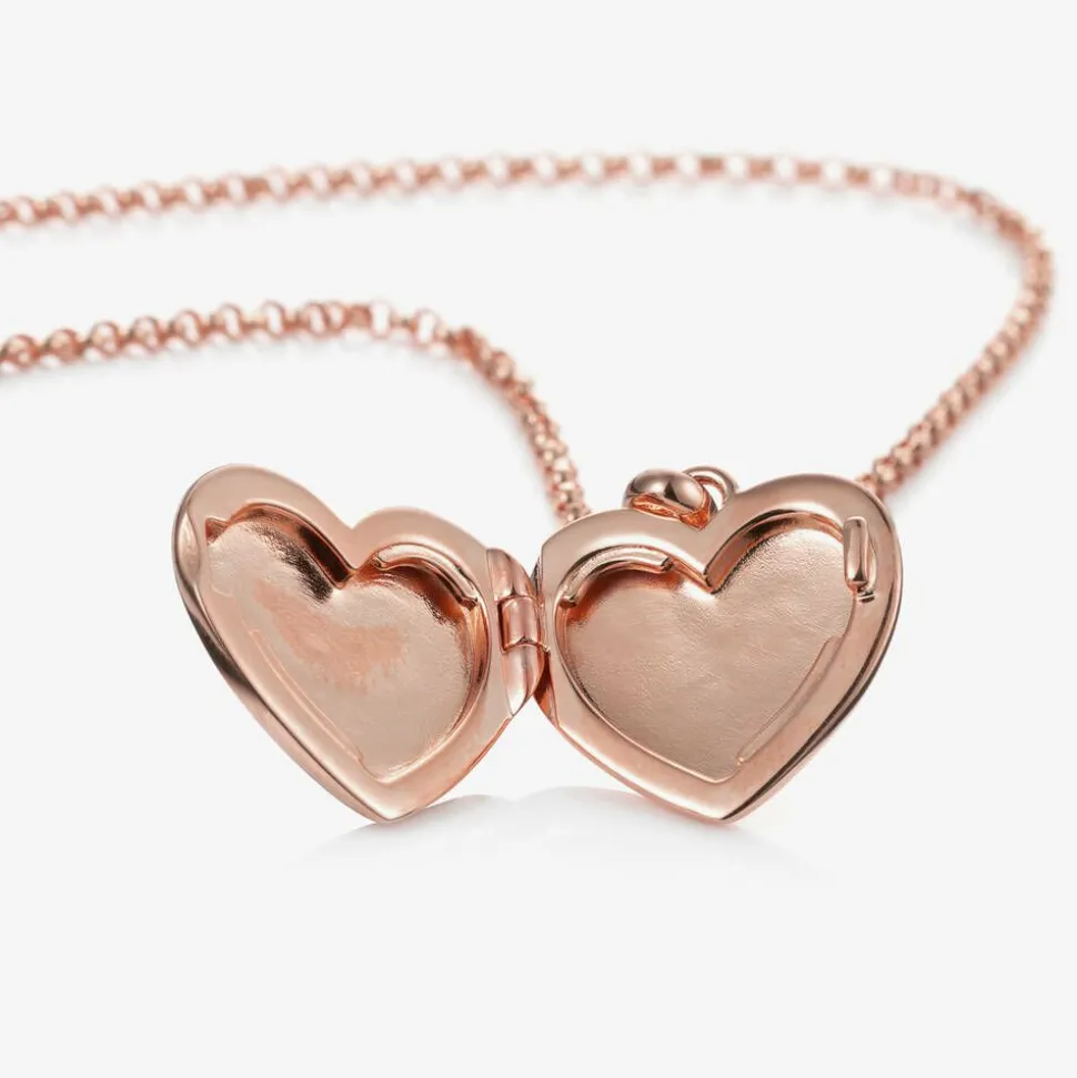 Girls Rose Gold Plated Personalised Heart Locket (38cm)