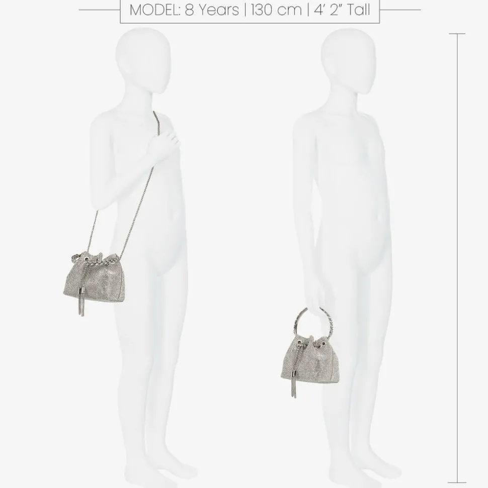 Girls Silver Diamanté Bucket Bag (15cm)