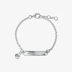 Girls Silver Diamond Charm ID Bracelet
