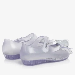 Girls Silver Glitter Butterfly Jelly Shoes