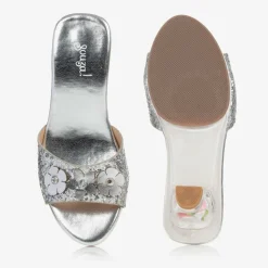 Girls Silver Heeled Shoes