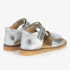 Girls Silver Leather Sandals