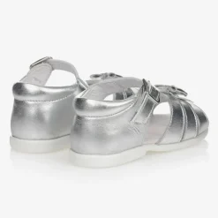 Girls Silver Leather Sandals