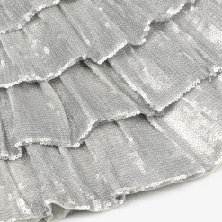 Girls Silver Tiered Sequinned Tulle Dress