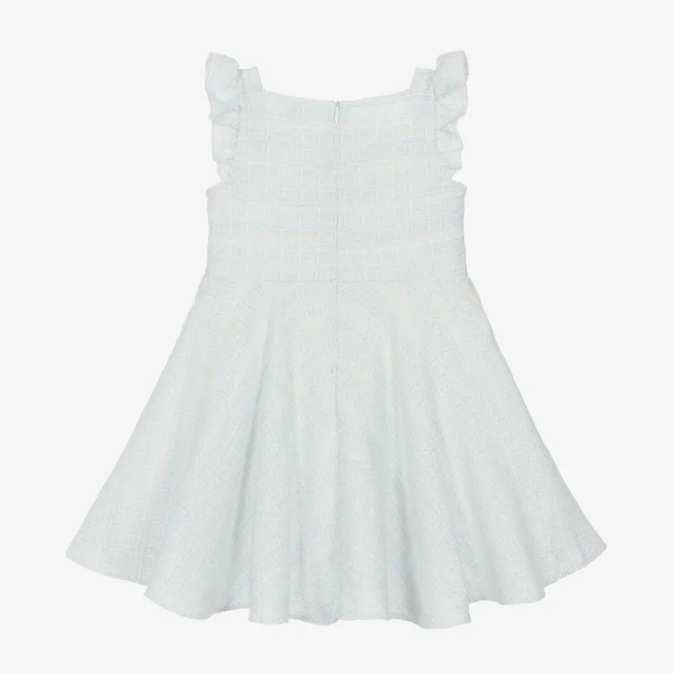 Girls Sparkly Blue Tweed Dress