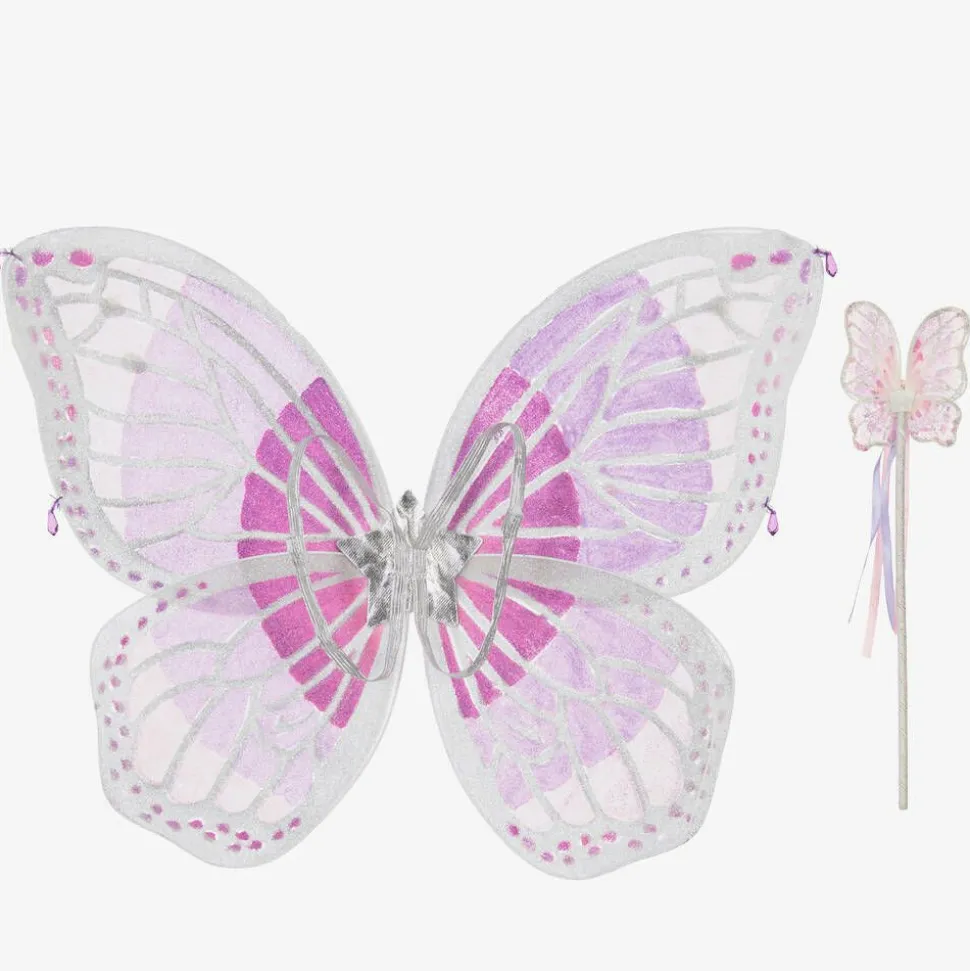 Girls Sparkly Purple Wings & Wand Dressing-Up Set