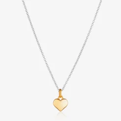 Girls Sterling Silver & Gold Heart Necklace