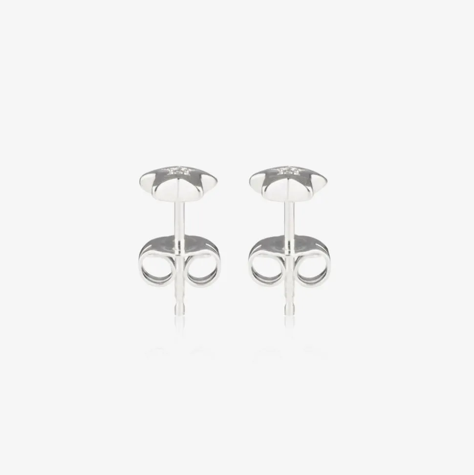 Girls Sterling Silver Diamond Star Earrings
