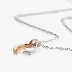 Girls Sterling Silver Star & Moon Necklace (38cm)