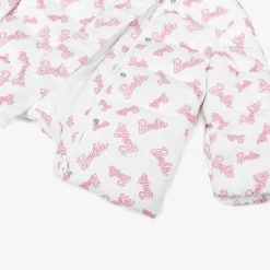 Girls White & Pink Puffer Barbie Coat