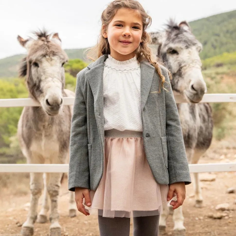 Girls White & Pink Tulle Skirt Set