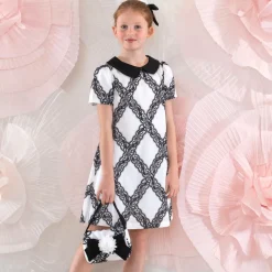 Girls White & Black Lace Handbag (17cm)