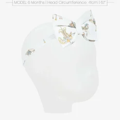 Girls White Carousel Print Cotton Headband