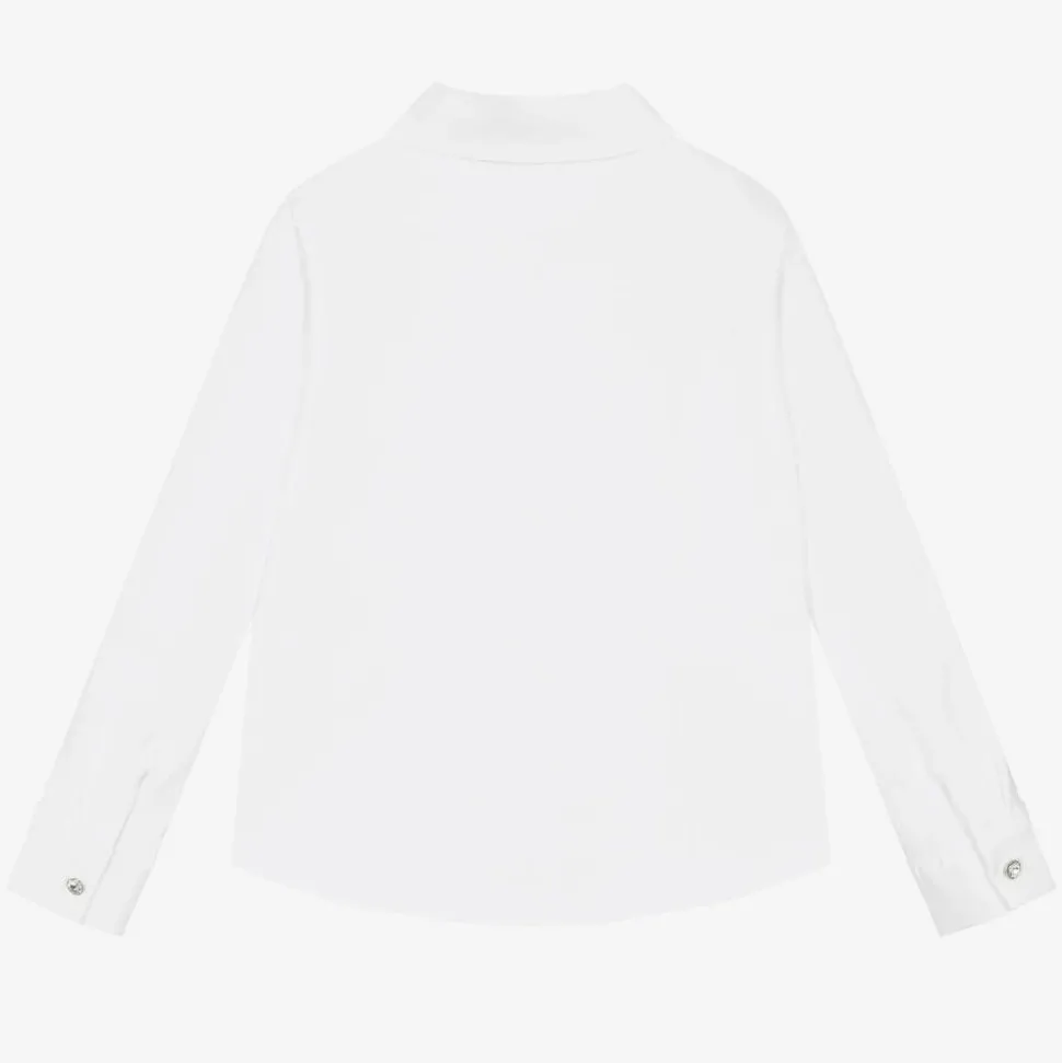 Girls White Cotton Beaded Collar Blouse