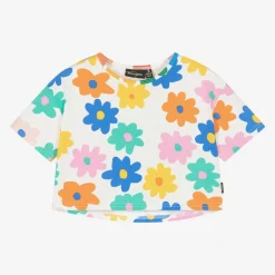 Girls White Cotton Boxy T-Shirt