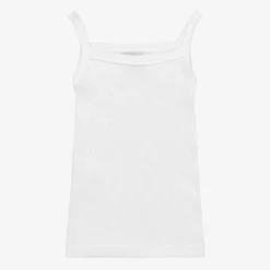 Girls White Cotton Camisole Vest