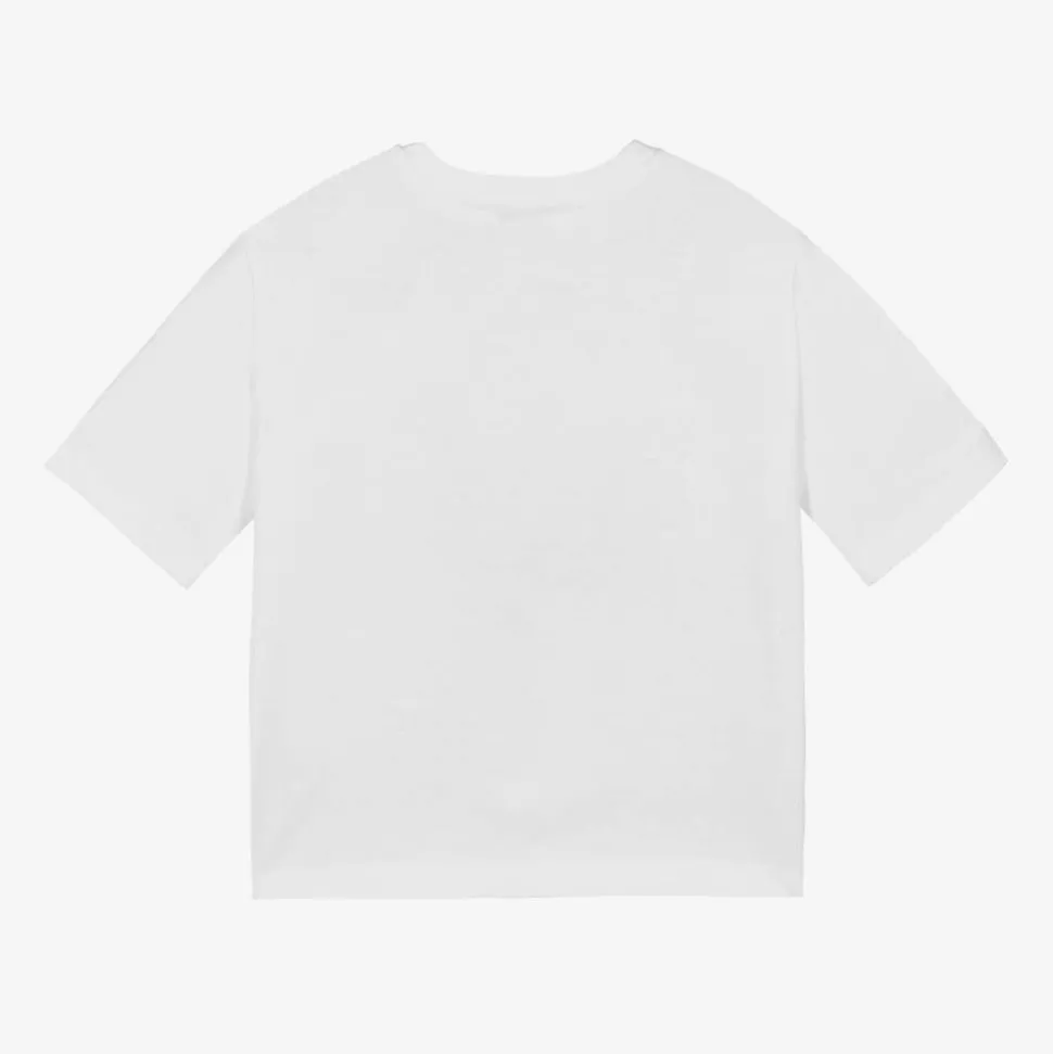 Girls White Cotton DG T-Shirt