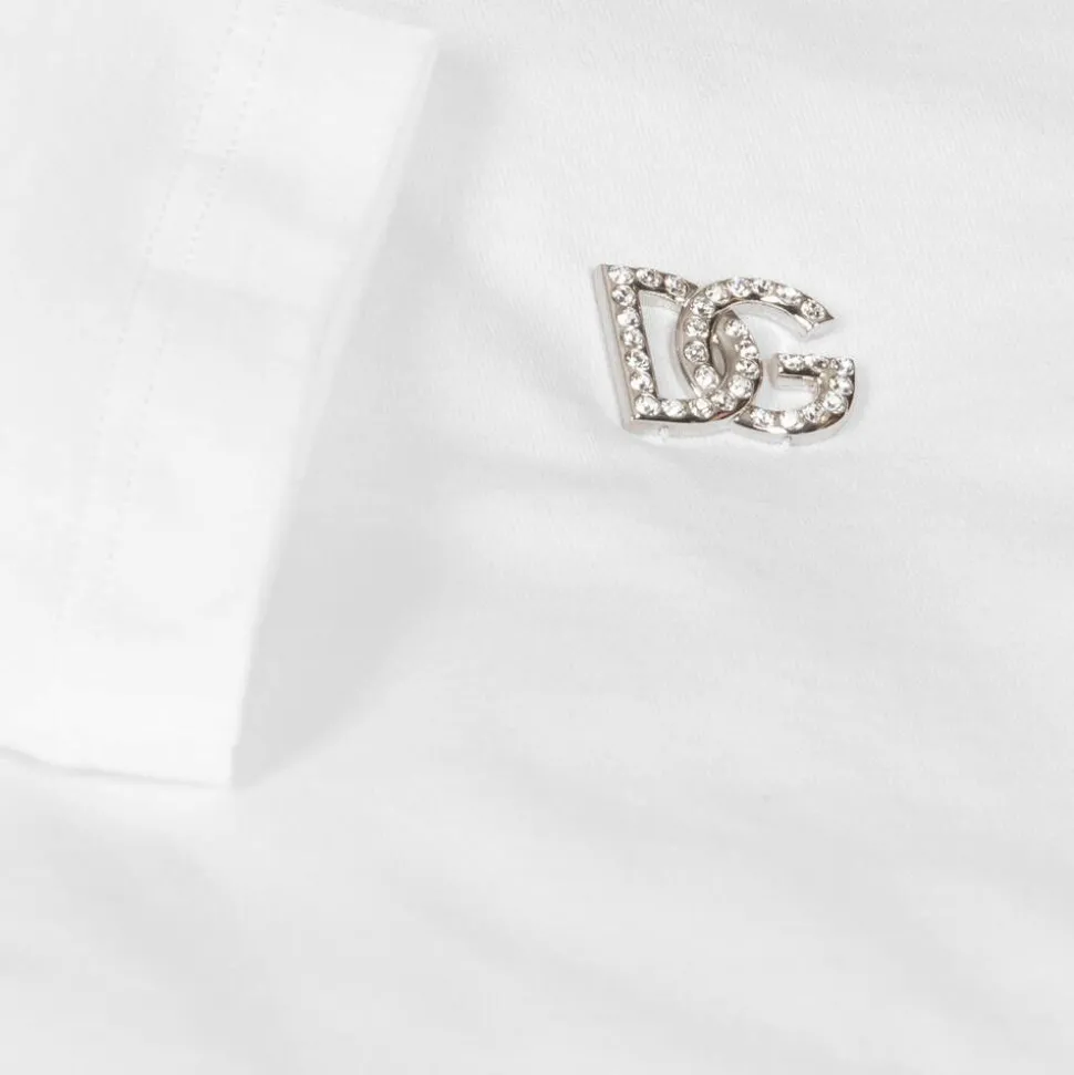 Girls White Cotton DG T-Shirt