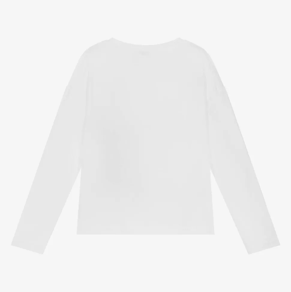 Girls White Cotton Girl Graphic Top
