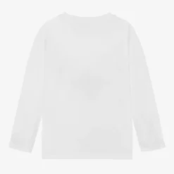 Girls White Cotton Horse Top