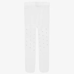 Girls White Diamanté Tights