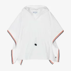 Girls White Hooded Towelling Poncho