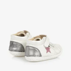 Girls White Leather First Walker Shoes