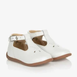 Girls White Leather First Walker Shoes