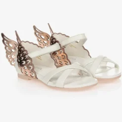 Girls White Leather Sandals