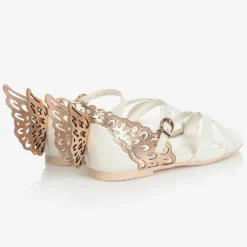 Girls White Leather Sandals