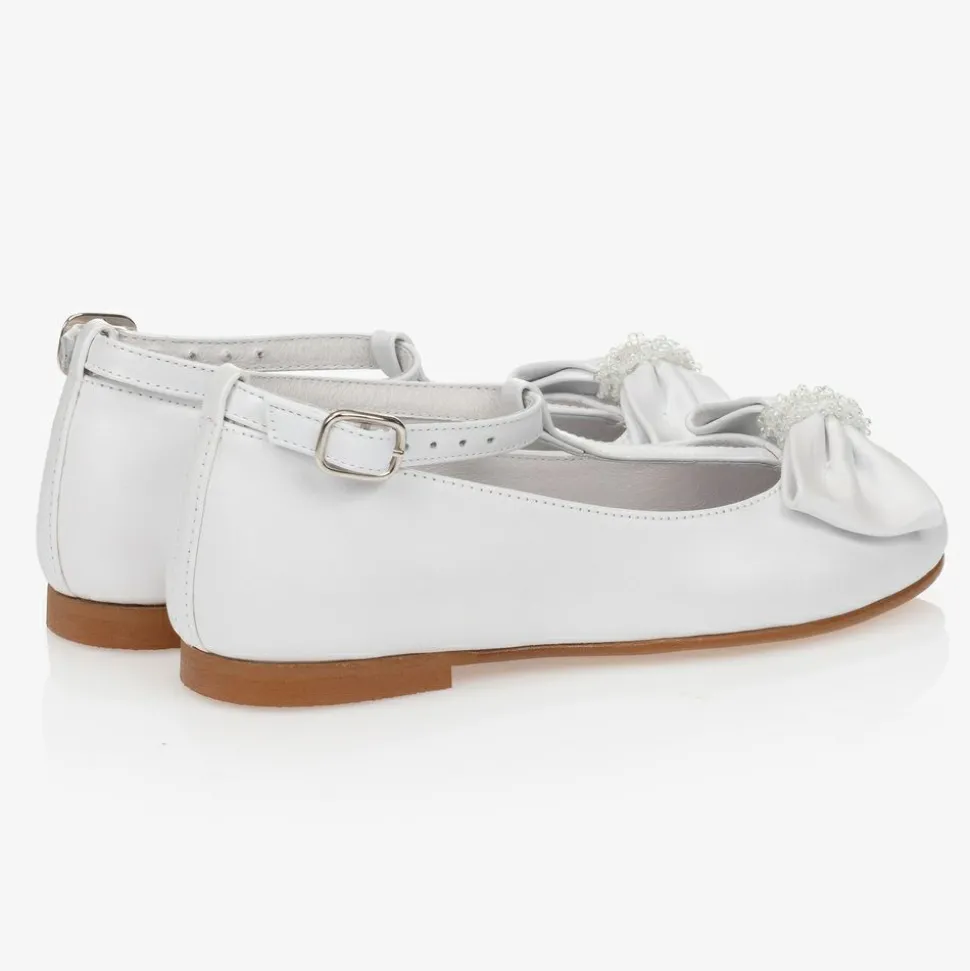Girls White Leather Shoes