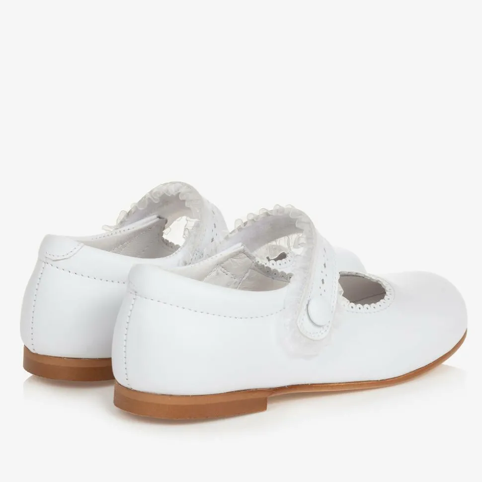 Girls White Leather Shoes