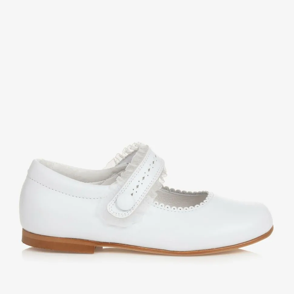 Girls White Leather Shoes