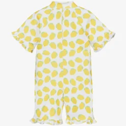 Girls White Lemon Sun Suit (UPF 50+)